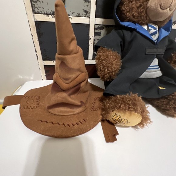 BUILD A BEAR Harry Potter Ravenclaw Brown Bear Robe Shirt Tie Vest Hat Sound! - Picture 6 of 7